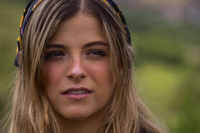 Close-up portrait of a beautiful young woman