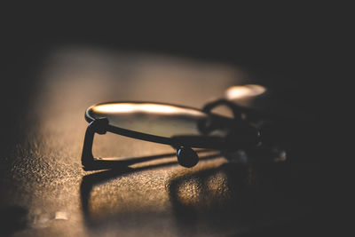 Close-up of eyeglasses on table