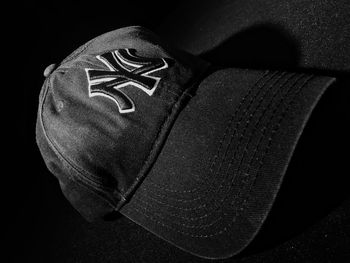 High angle view of hat on black background