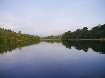 Scenic view of calm lake against sky