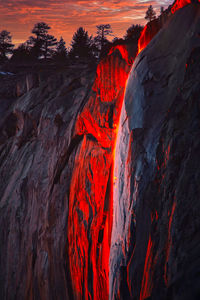 Low angle view of rock formations