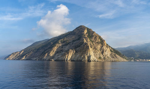 Scenery around a coastal area named cinque terre in liguria, in italy at early morning time