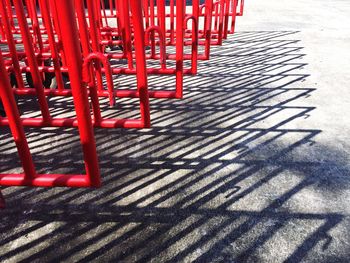 Red chairs in row