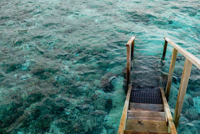 High angle view of swimming pool by sea