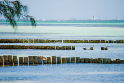 Scenic view of sea against clear sky