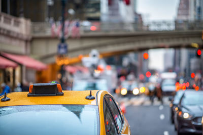 View of traffic on city street