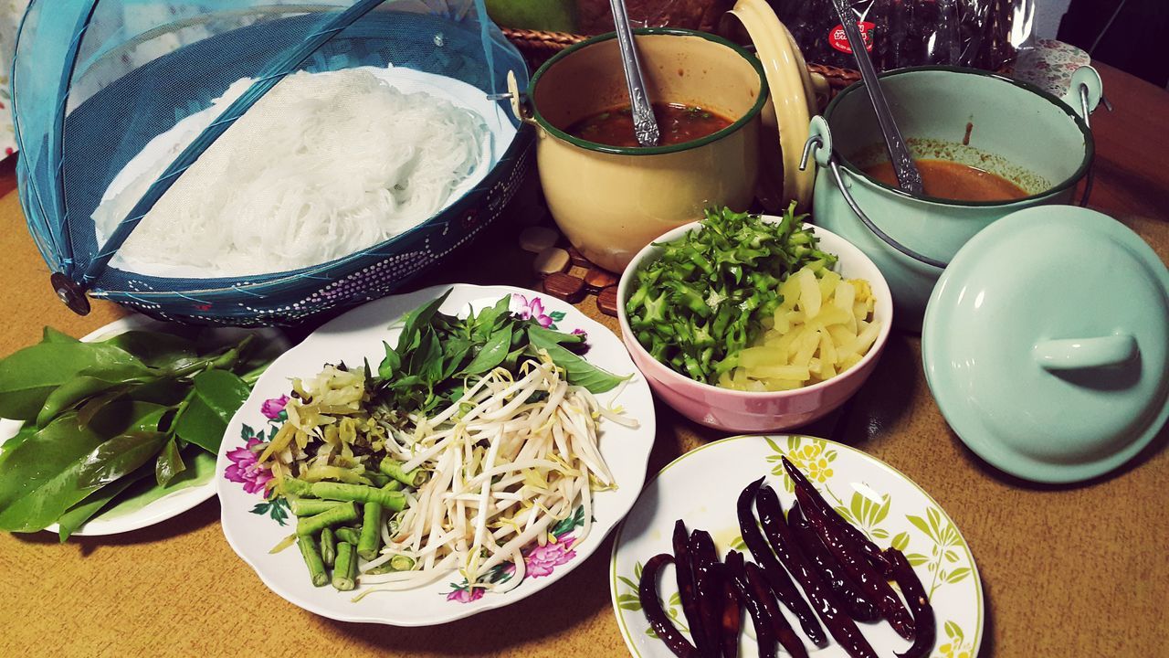 food and drink, table, food, indoors, freshness, plate, still life, high angle view, ready-to-eat, healthy eating, bowl, salad, variation, vegetable, serving size, meal, fork, served, directly above, no people