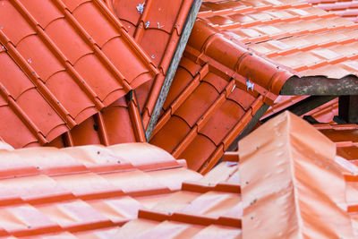 High angle view of roof tiles