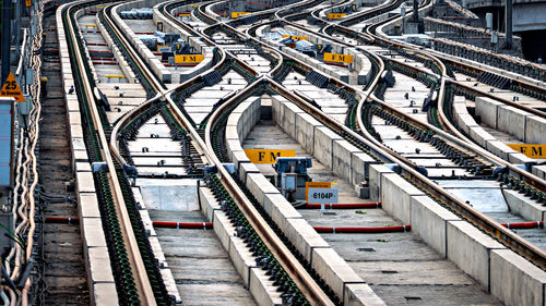 High angle view of railroad tracks