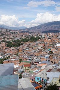 High angle view of townscape against sky