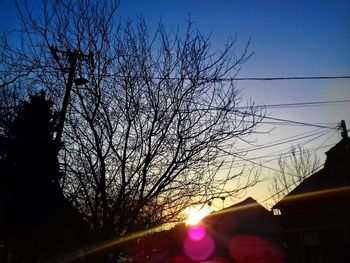 Low angle view of silhouette trees against sky at sunset