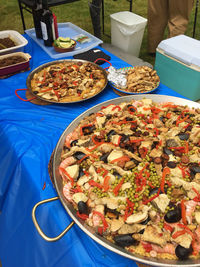 High angle view of food on table