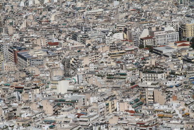 High angle view of buildings in city