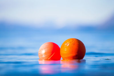 Surface level of buoys floating on water