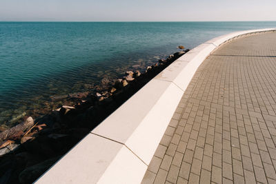 High angle view of lake against sky