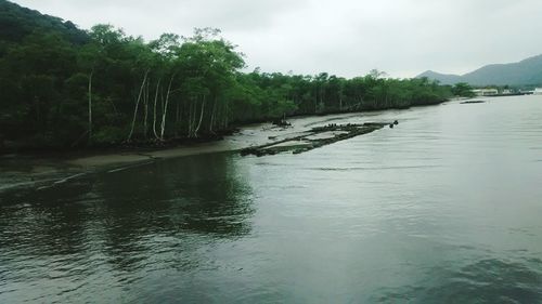 Scenic view of lake against sky