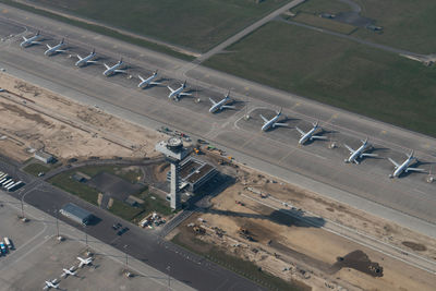 High angle view of cars moving on highway