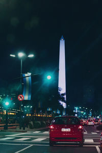 Traffic on city street at night