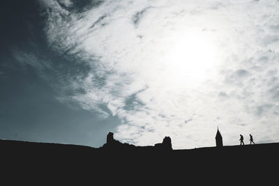 Silhouettes of people walking on the wall