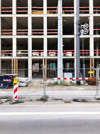 View of construction site with building in background