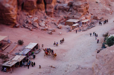 Tilt-shift image of petra city