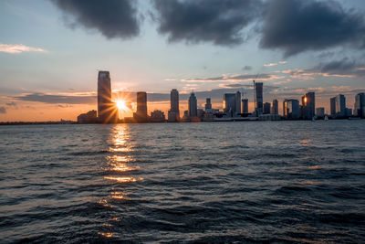 View of cityscape at sunset
