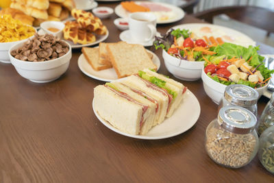 High angle view of food on table