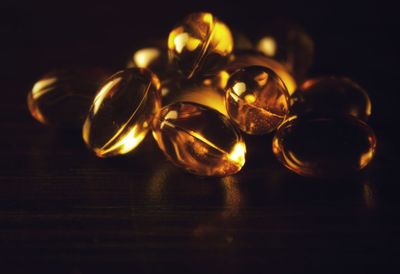 Close-up of candles on table