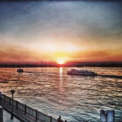 Scenic view of sea at sunset