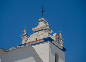 Low angle view of church against clear blue sky