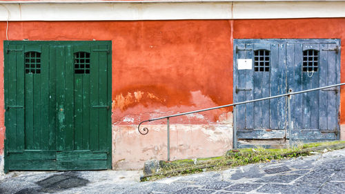 Closed door of building