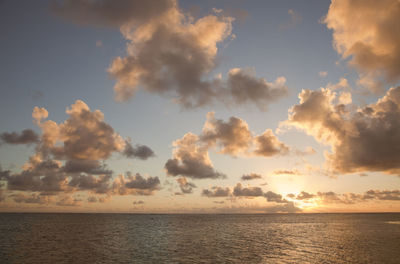 Scenic view of sea against sky at sunset