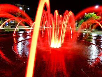 View of illuminated fountain at night