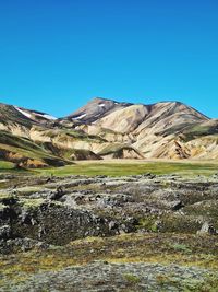 Scenic view of landscape against clear blue sky