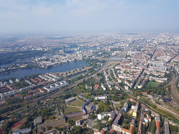 High angle view of city street and buildings of the capital berlin