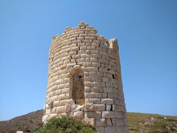 Low angle view of historical building against blue sky