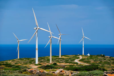 Wind generator turbines. crete island, greece