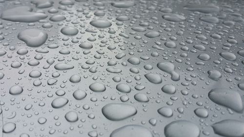 Full frame shot of raindrops on glass