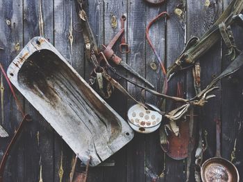 Old tools on a wooden background