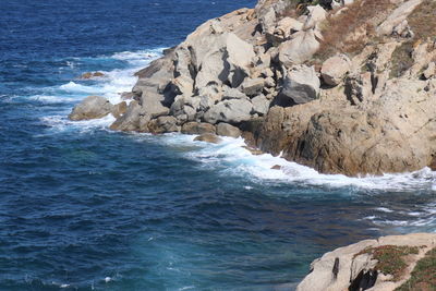 Rock formation on beach