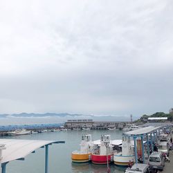 Boats moored in harbor