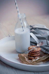 Close-up of milk in bottle