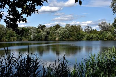 Scenic view of lake against sky