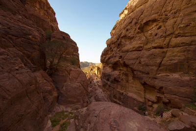 Scenic view of rocky mountains against clear sky