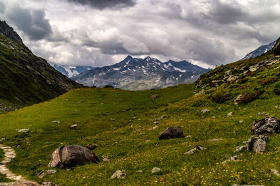 Scenic view of mountains against sky