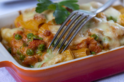 High angle view of food in plate