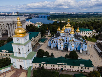 High angle view of buildings in city