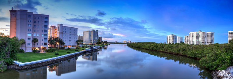 Calm water at sunset over wiggins pass on the riverway out to delnor wiggins state park in naples