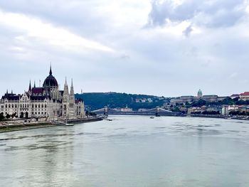 River amidst buildings against sky in city