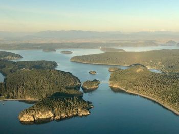 Scenic view of lake and mountains